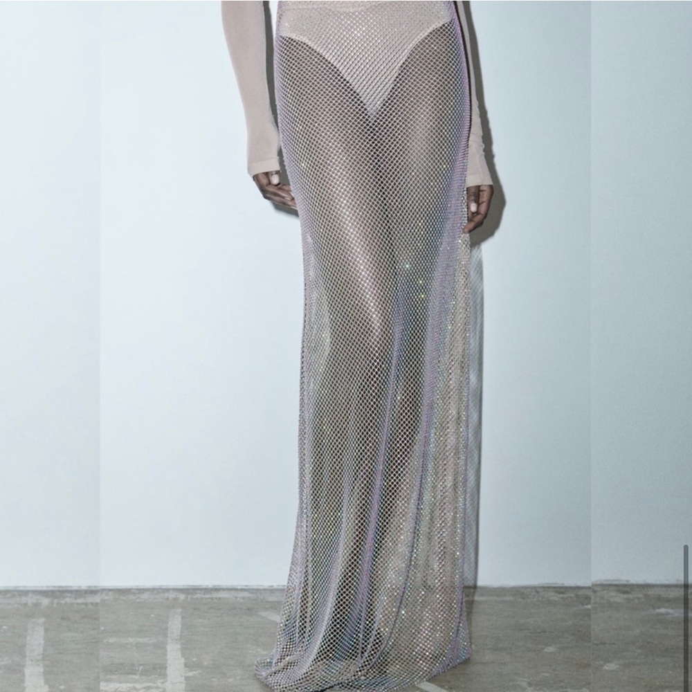 Zara Rhinestone Mesh Skirt